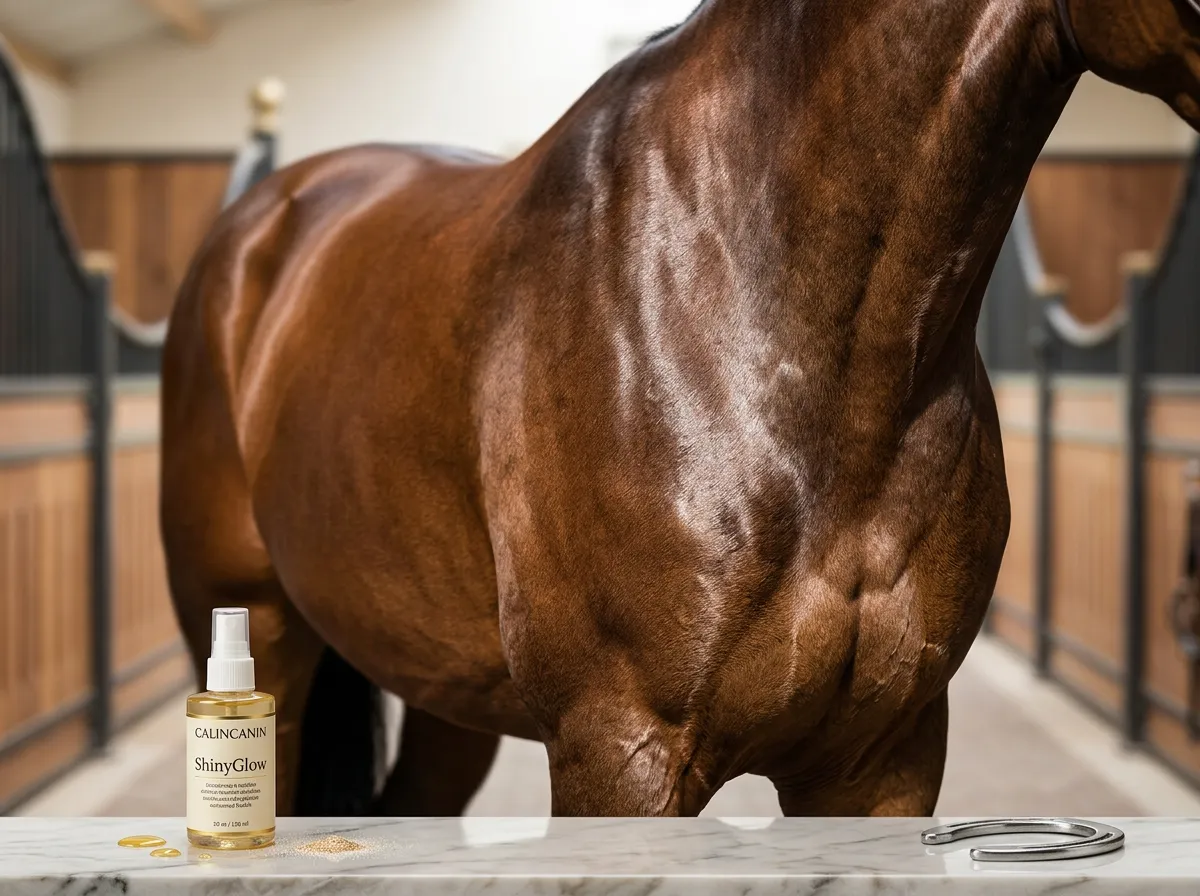 Robe brillante d'un cheval au pelage soigné et lustré après le pansage